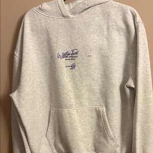 White Fox Boutique Light Gray Hoodie and jogger set with Purple Logo